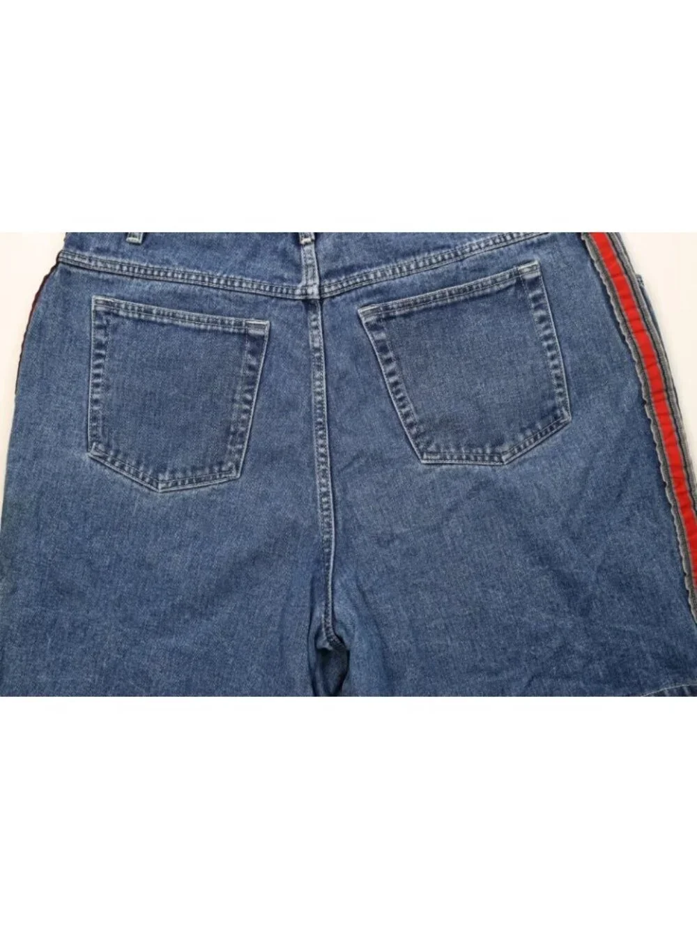 Vintage 90s Streetwear Urban Womens 20 W Striped Baggy Skateboard Denim Shorts
